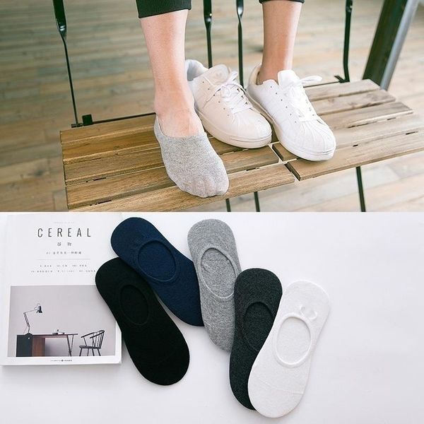 men's socks 1 pair of fashionable boat low-cut soft breathable non-slip invisible lining cotton, Black